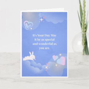 Tarjeta de cumpleaños soñadora de cielo azul