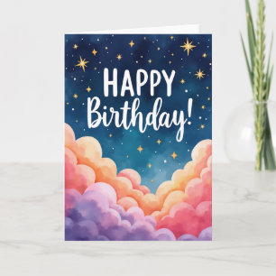 Tarjeta de cumpleaños soñadora estrellada