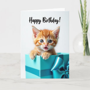 Tarjeta de cumpleaños sorpresa de gatito lindo
