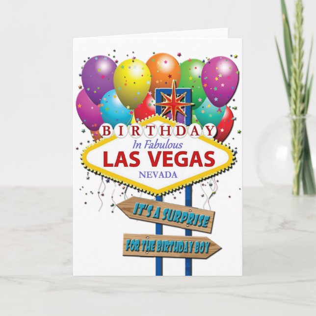 Tarjeta de cumpleaños sorpresa Las Vegas (Anverso)