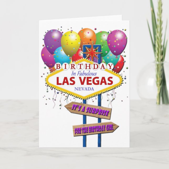 Tarjeta de cumpleaños sorpresa Las Vegas (Anverso)