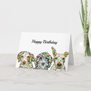 Tarjeta de cumpleaños Spaniel Sheepadoodle Pitbull