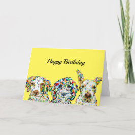 Tarjeta de cumpleaños Spaniel Sheepadoodle Pitbull