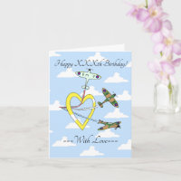 Tarjeta de cumpleaños Spitfire Heart Blue Sky