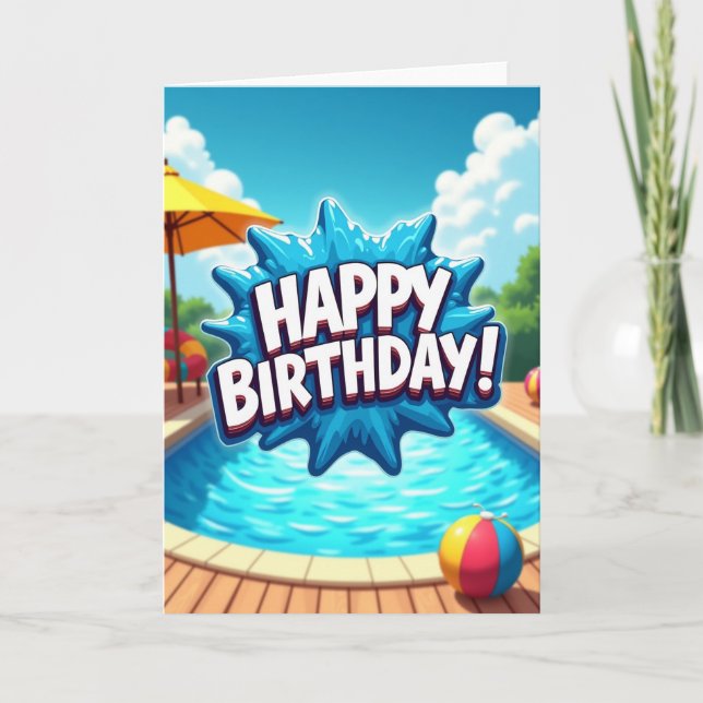 Tarjeta de cumpleaños Splash de verano (Anverso)