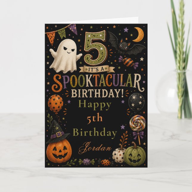 Tarjeta de cumpleaños Spooktacular 5º (Anverso)