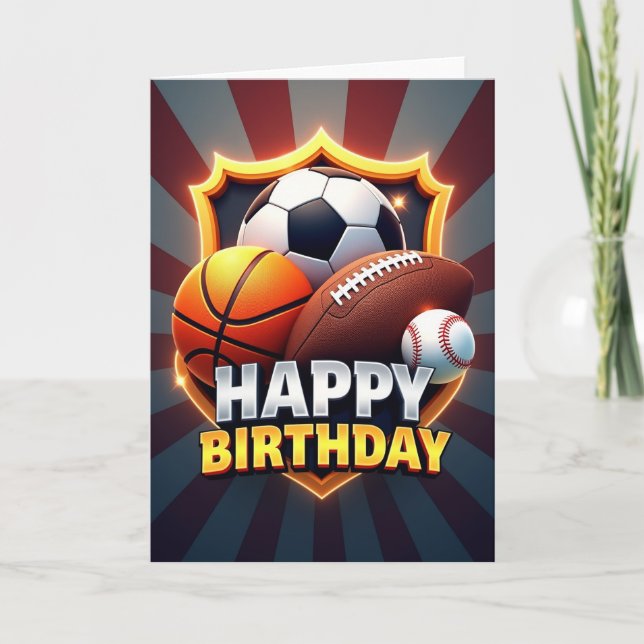 Tarjeta de cumpleaños Sporty Shield (Anverso)