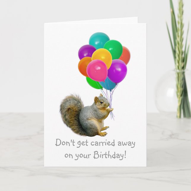 Tarjeta de cumpleaños Squirrel Balloons (Anverso)