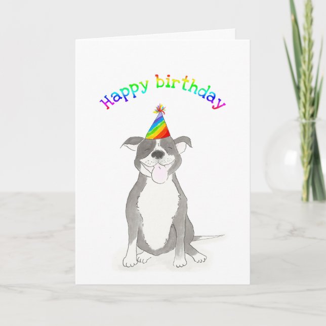 Tarjeta de cumpleaños Staffie (Anverso)