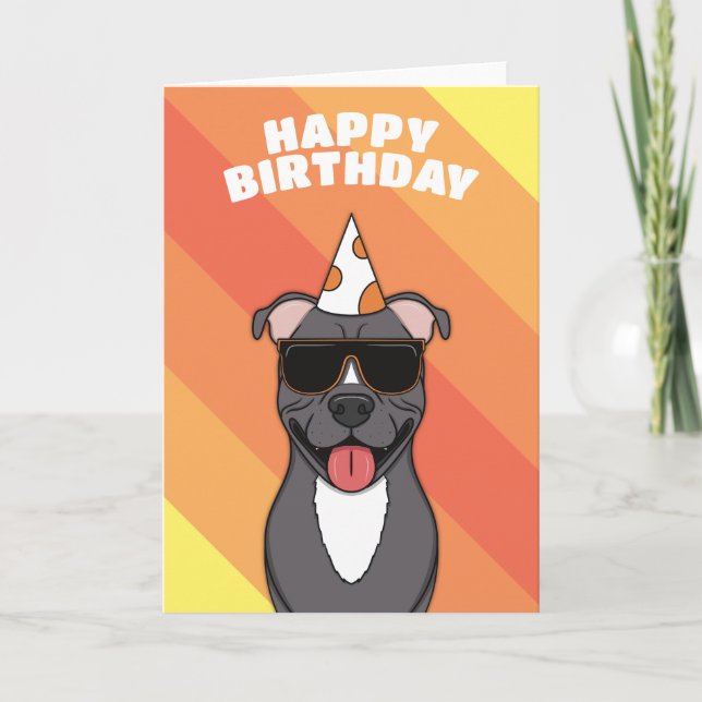 Tarjeta de cumpleaños Staffordshire Bull Terrier D (Anverso)