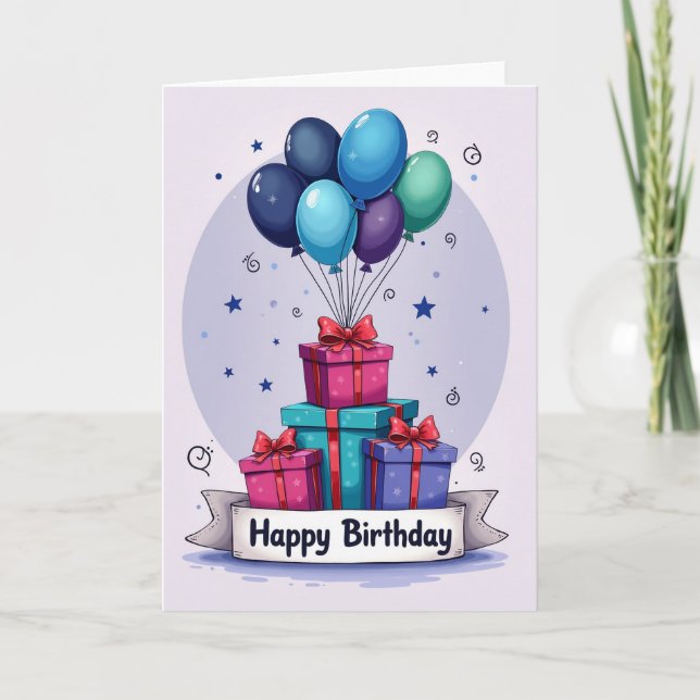 Tarjeta de cumpleaños Starry Gift (Anverso)