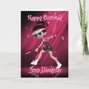 Tarjeta de cumpleaños Step Daughter - Tenis
