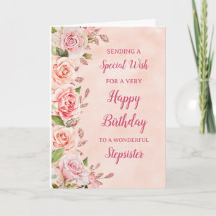 Tarjeta de cumpleaños Stepsister Flowers Pink