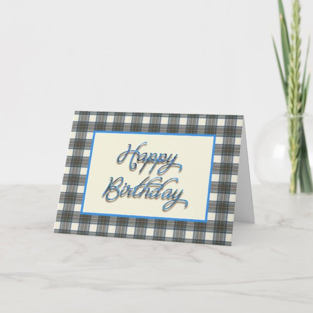 Tarjeta de cumpleaños Stewart Blue Tartan (Anverso)