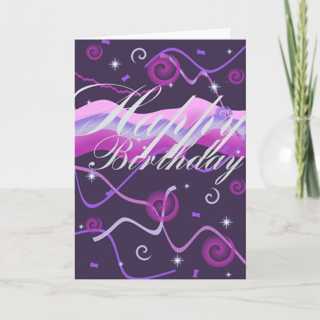 Tarjeta de cumpleaños Streamer y Confetti (Anverso)