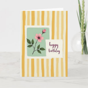Tarjeta de cumpleaños Striped Bloom