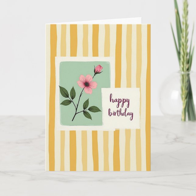 Tarjeta de cumpleaños Striped Bloom (Anverso)