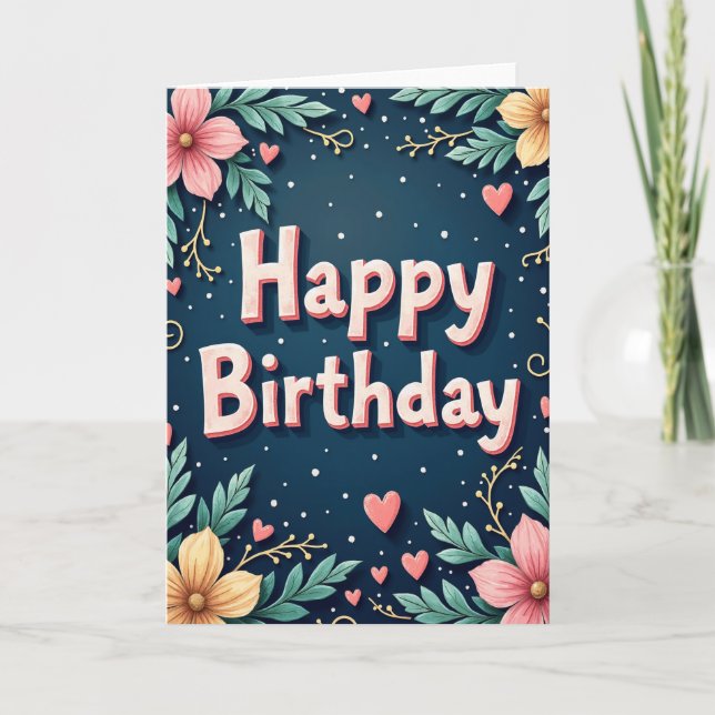 Tarjeta de cumpleaños Styled Bloom (Anverso)
