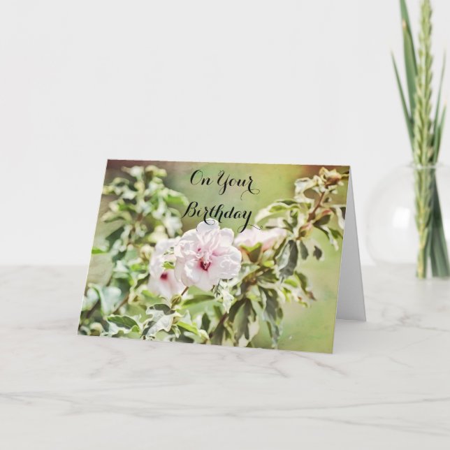 Tarjeta de cumpleaños suave para las flores de Hib (Anverso)