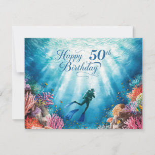 Tarjeta de cumpleaños submarina para buzo por 50 c