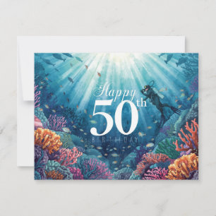 Tarjeta de cumpleaños submarina para cumpleaños 50