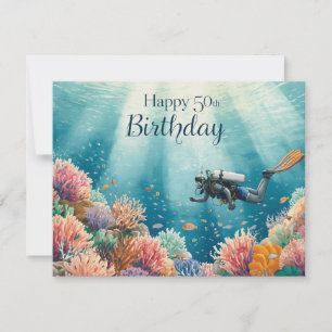Tarjeta de cumpleaños submarina para cumpleaños 50