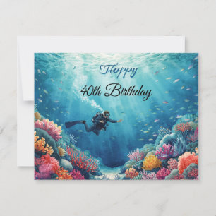 Tarjeta de cumpleaños submarina para los 40 años d