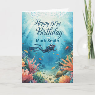 Tarjeta de cumpleaños submarina para los 50 años