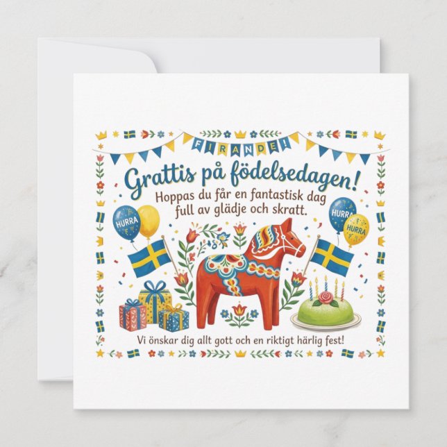 Tarjeta de cumpleaños sueca – ¡Feliz cumpleaños! (Anverso)