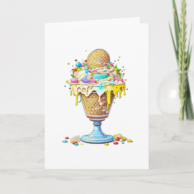 Tarjeta de cumpleaños | Sundioscas de helado de ai (Anverso)