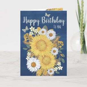 Tarjeta de cumpleaños Sunflower de color de agua