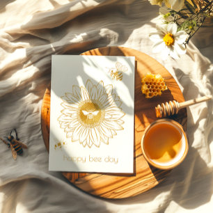 Tarjeta de cumpleaños Sunflower Foil Happy Bee Day