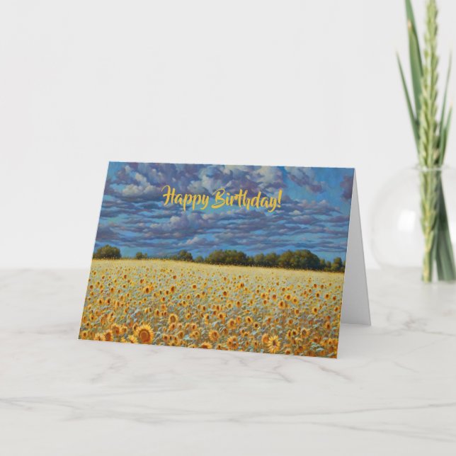 Tarjeta de cumpleaños Sunflower Meadow Art (Anverso)