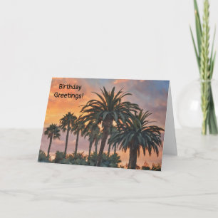 Tarjeta de cumpleaños Sunset and Palm Trees