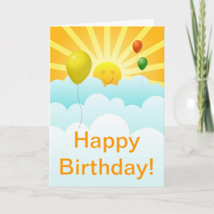 Tarjeta de cumpleaños Sunshine Happy Face y Balloo