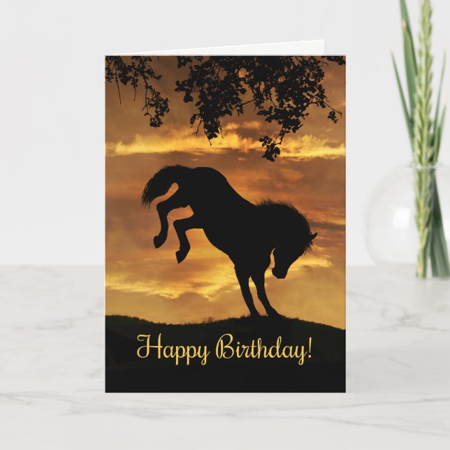Tarjeta de cumpleaños Super Cute Bucking Horse (Anverso)
