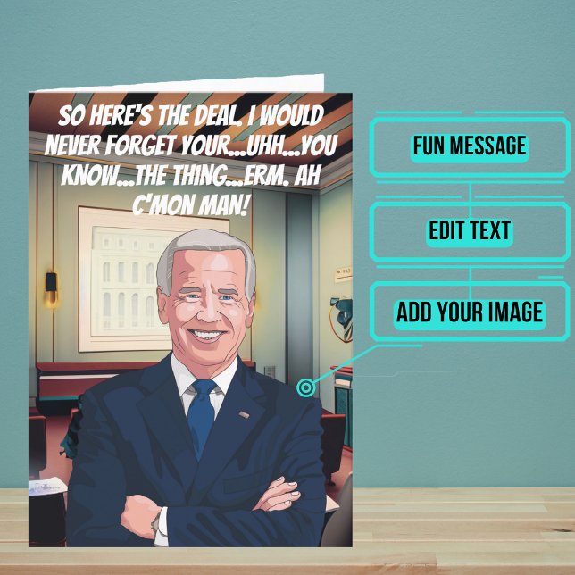 Tarjeta de cumpleaños Super Funny Bideniss (This funny Joe Biden birthday card comes directly from the President.)