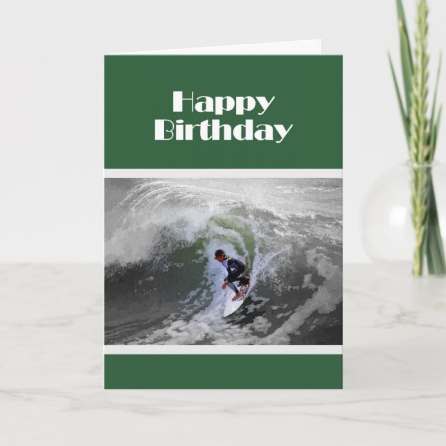 Tarjeta de cumpleaños Surfer Boy (Anverso)