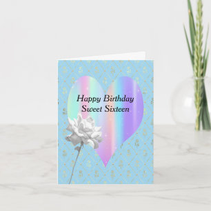 Tarjeta de cumpleaños Sweet 16 con corazón de arco