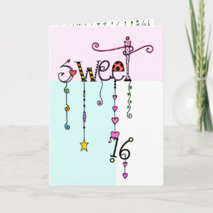 Tarjeta de cumpleaños Sweet 16 Dangles