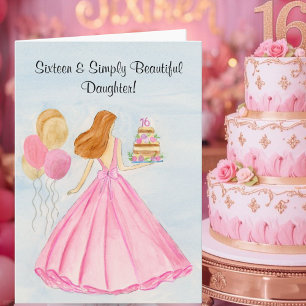 Tarjeta de cumpleaños Sweet 16 para hija, chica el