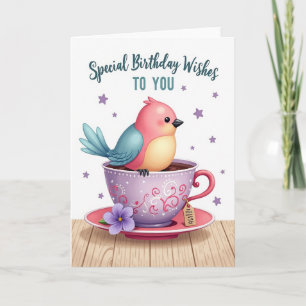 Tarjeta de cumpleaños Sweet Bird Teacup