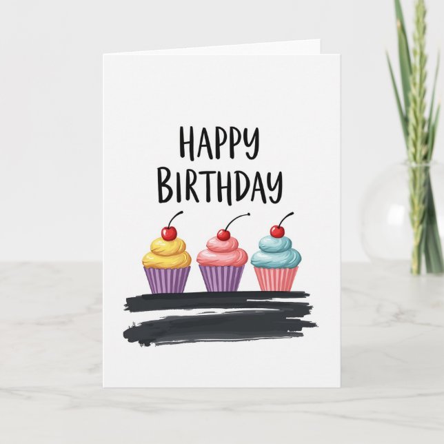Tarjeta de cumpleaños Sweet Cake Trio (Anverso)