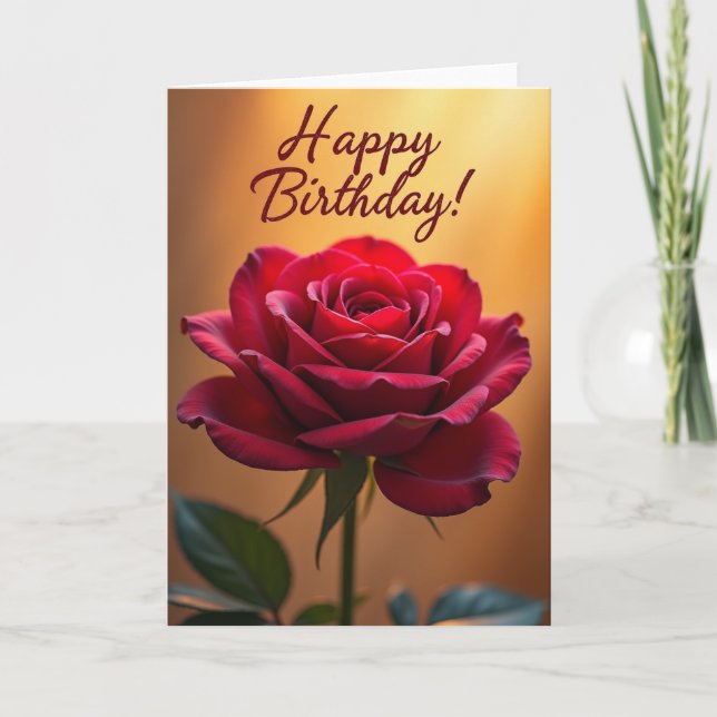 Tarjeta de cumpleaños Sweet Crimson Bloom (Anverso)