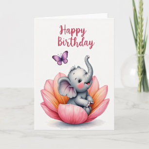 Tarjeta de cumpleaños Sweet Elephant Blossom