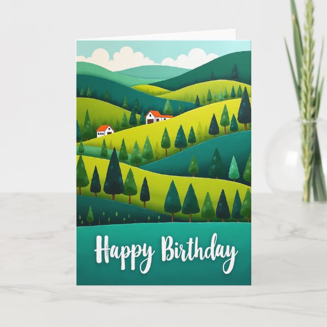 Tarjeta de cumpleaños Sweet Pastoral Hills (Anverso)