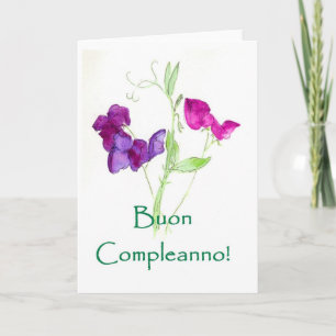 Tarjeta de cumpleaños Sweet Peas - Saludo italiano