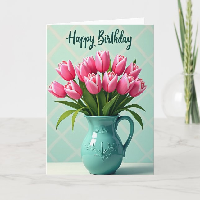 Tarjeta de cumpleaños Sweet Pink Blooms (Anverso)