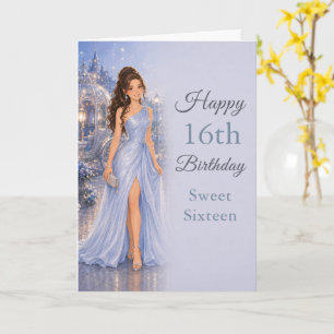 Tarjeta de cumpleaños Sweet Sixteen azul polvo