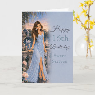 Tarjeta de cumpleaños Sweet Sixteen azul polvo